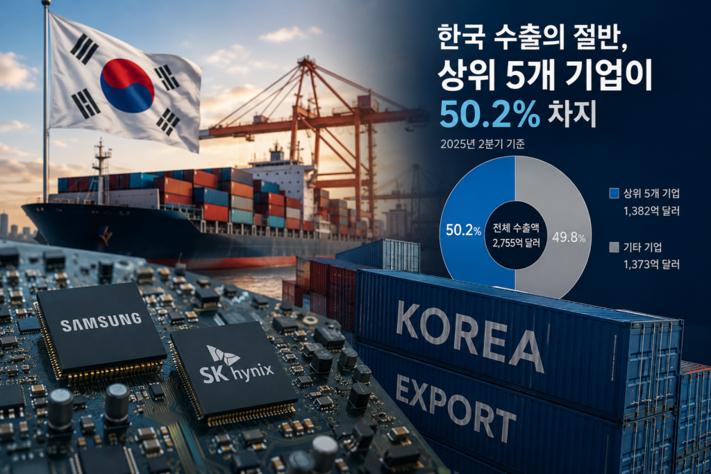 한국 수출 절반을 단 5곳이 책임졌다…반도체 호황 뒤에 숨은 ‘쏠림’ 1 image 112
