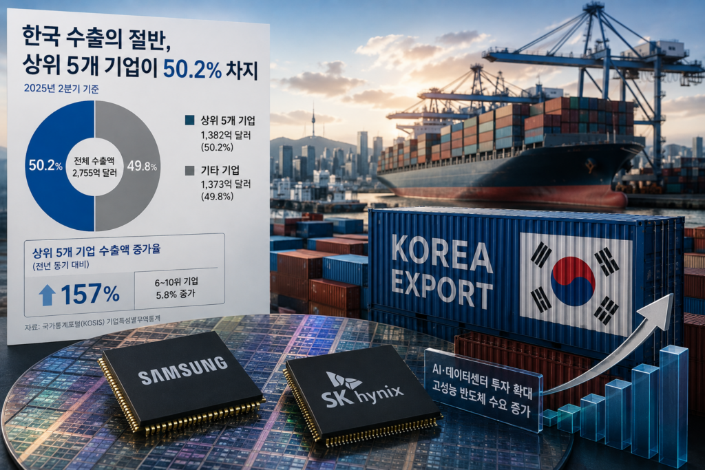 한국 수출 절반을 단 5곳이 책임졌다…반도체 호황 뒤에 숨은 ‘쏠림’ 2 image 113