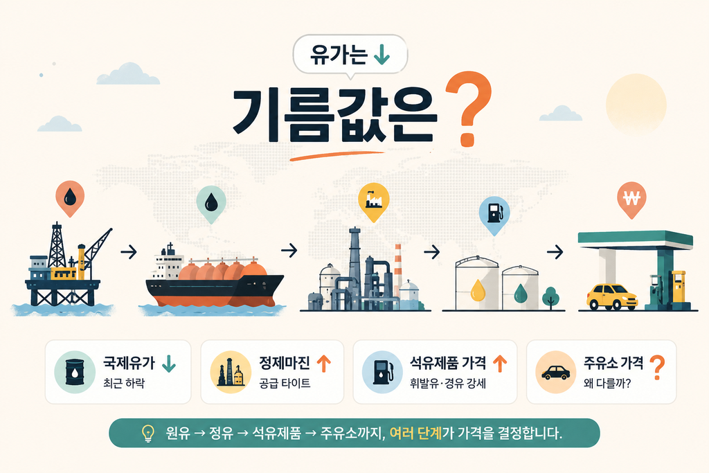 국제유가가 내려도 기름값은 왜 비쌀까? 원유와 휘발유·경유 가격이 다르게 움직이는 이유 1 image 217